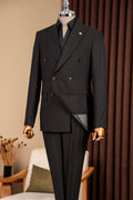 Black Double Breasted Slim Fit Men Suits