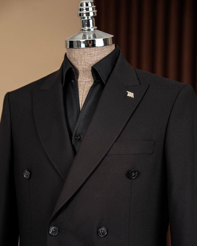 Black Double Breasted Slim Fit Men Suits