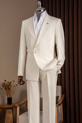 Beige Loose Peak Lapel Prom Men Suits