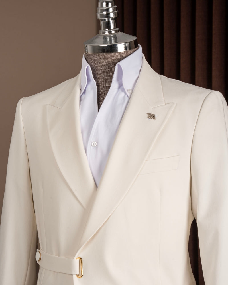 Beige Loose Peak Lapel Prom Men Suits