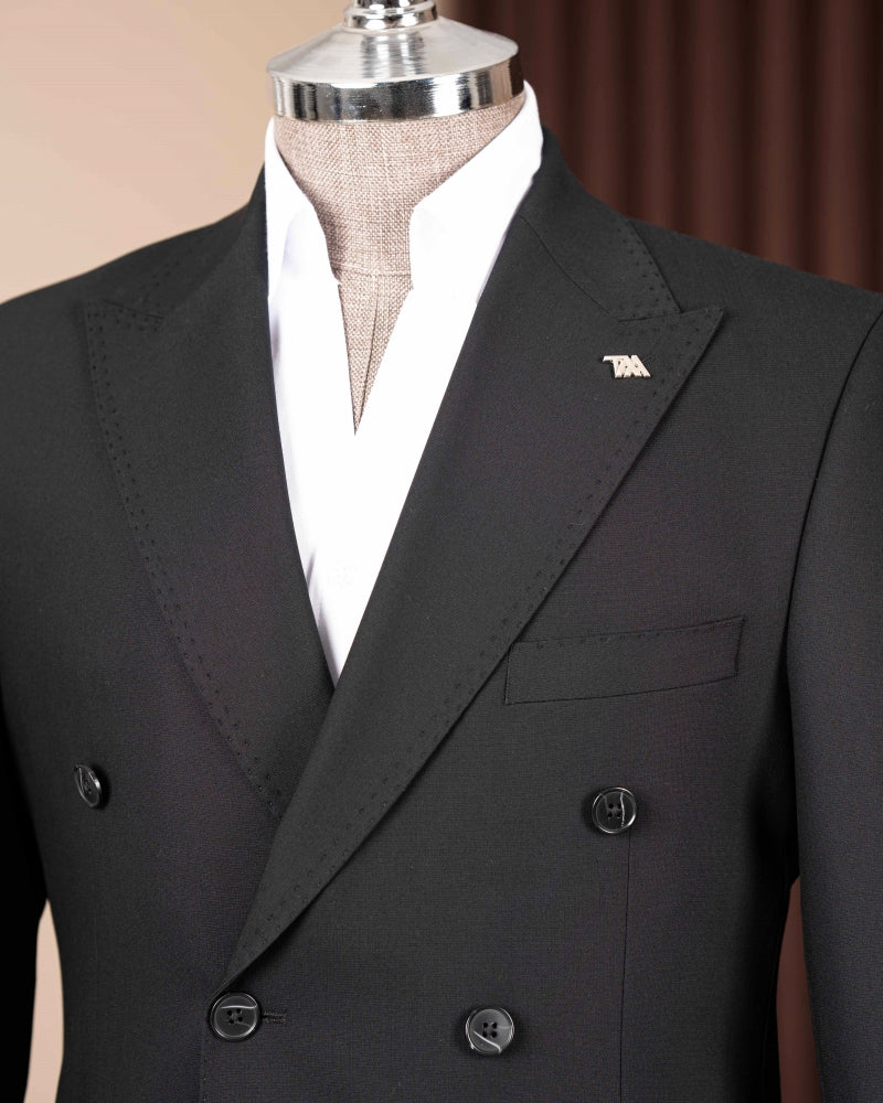 Classic Business Black Double Breasted Men Suits