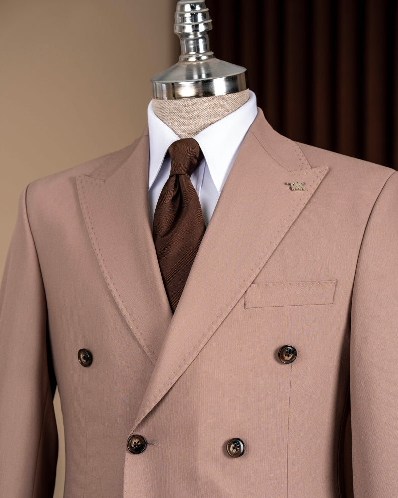 Elegant Dusty Pink Double Breasted Bespoke Suit for Men