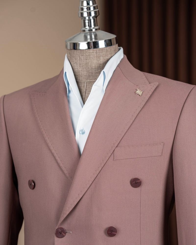 Cool Mauve Double Breasted Bespoke Suit for Men