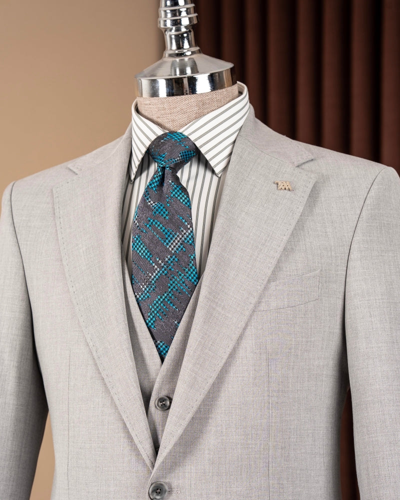 Silver 3-Piece Close Fitting Bespoke Men Suits
