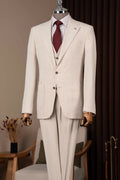 Cream 3-Piece Close Fitting Bespoke Men Suits