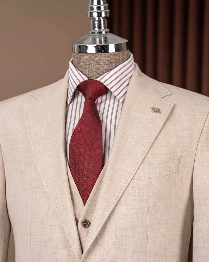 Cream 3-Piece Close Fitting Bespoke Men Suits