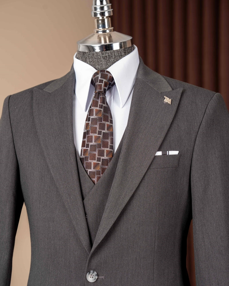 Gray 3-Piece Close Fitting Business Men Suits
