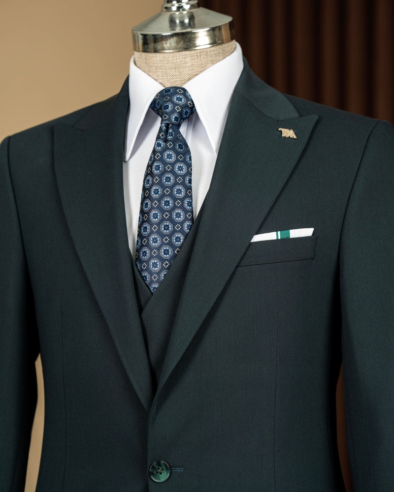 Dark Forest Green 3‑Piece Men Suit
