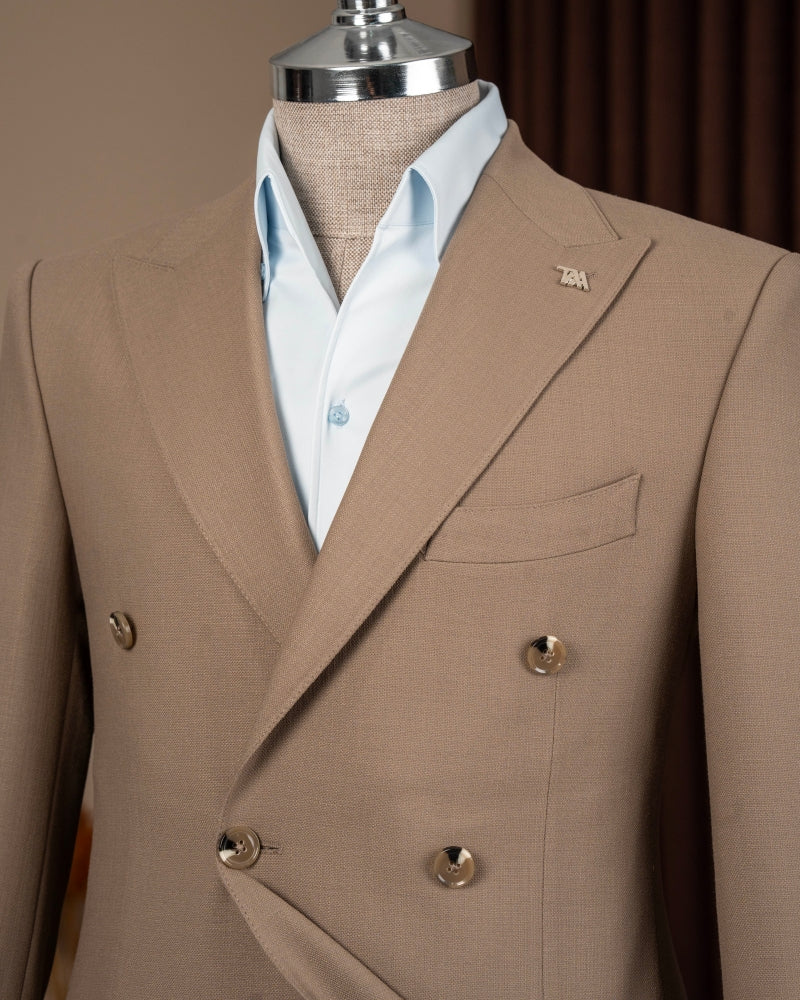 Modern Camel Double Breasted Men Suit
