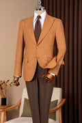 Cool Gold Brown Peak Lapel Men Jacket