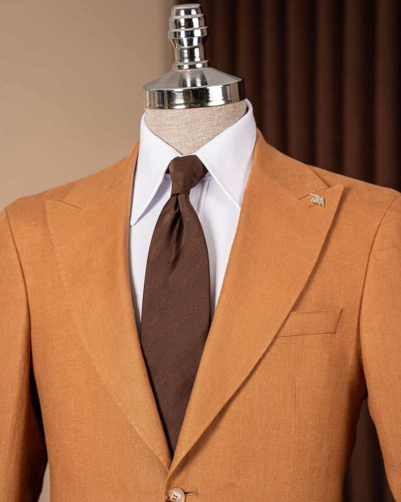 Cool Gold Brown Peak Lapel Men Jacket