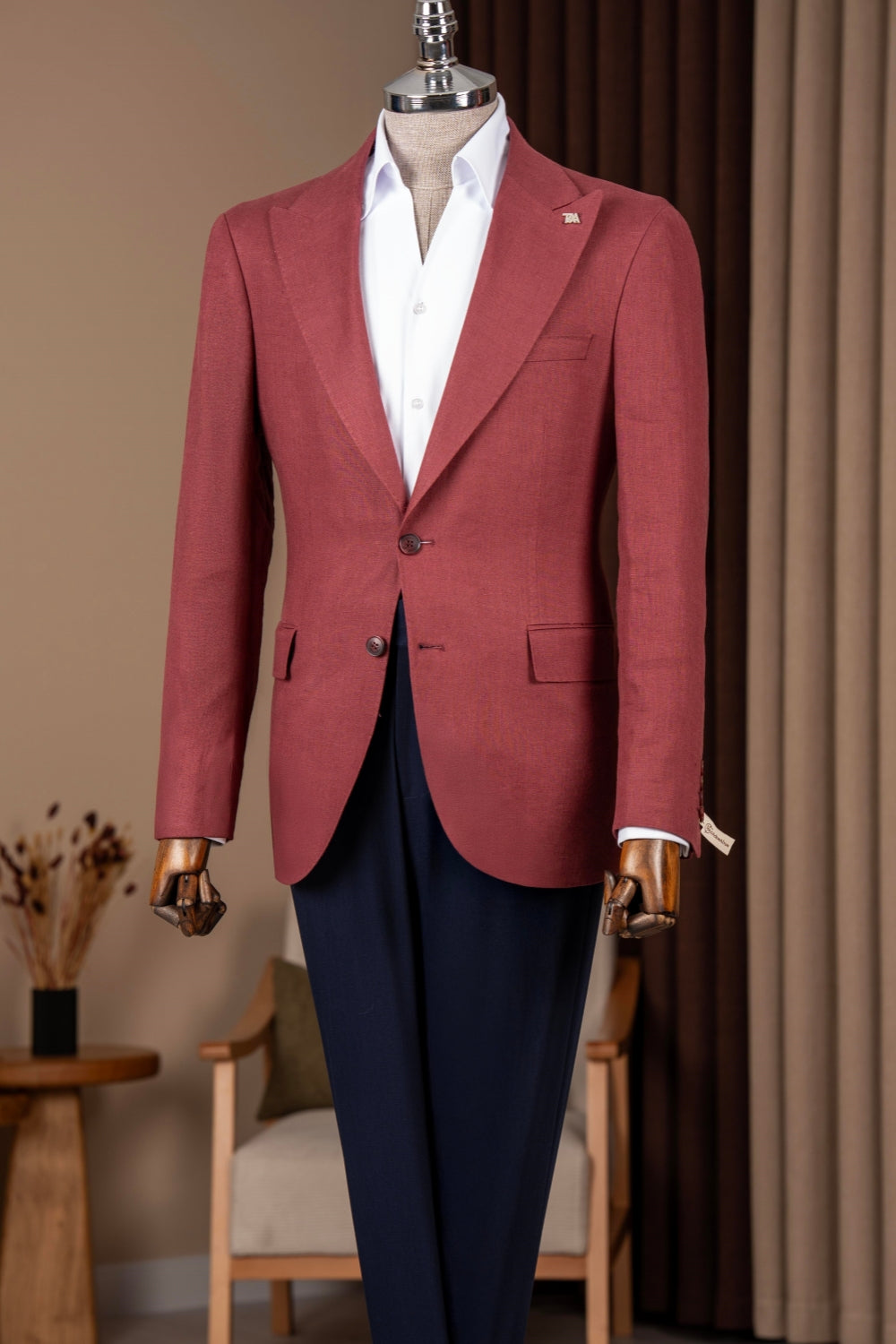Men's Single Breasted Rust Red Tailored Blazer