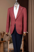 Men's Single Breasted Rust Red Tailored Blazer