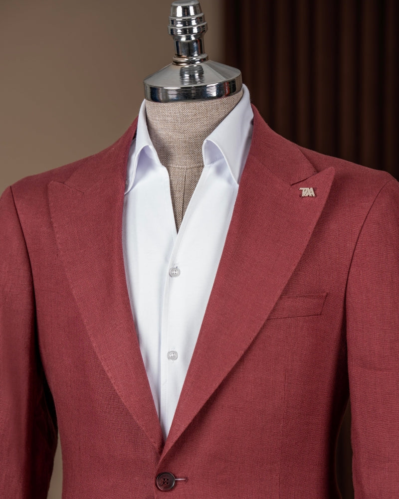 Men's Single Breasted Rust Red Tailored Blazer