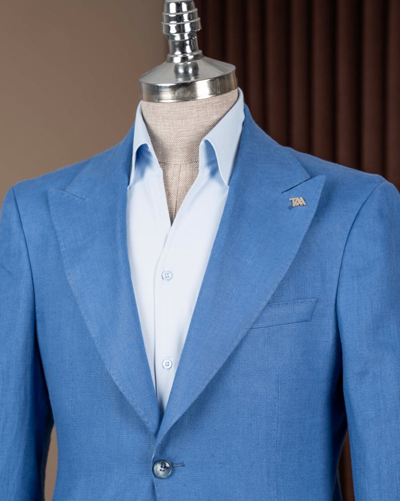 Men's Single Breasted Blue Bespoke Blazer