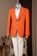 Hot Orange Single Breasted Men Blazer