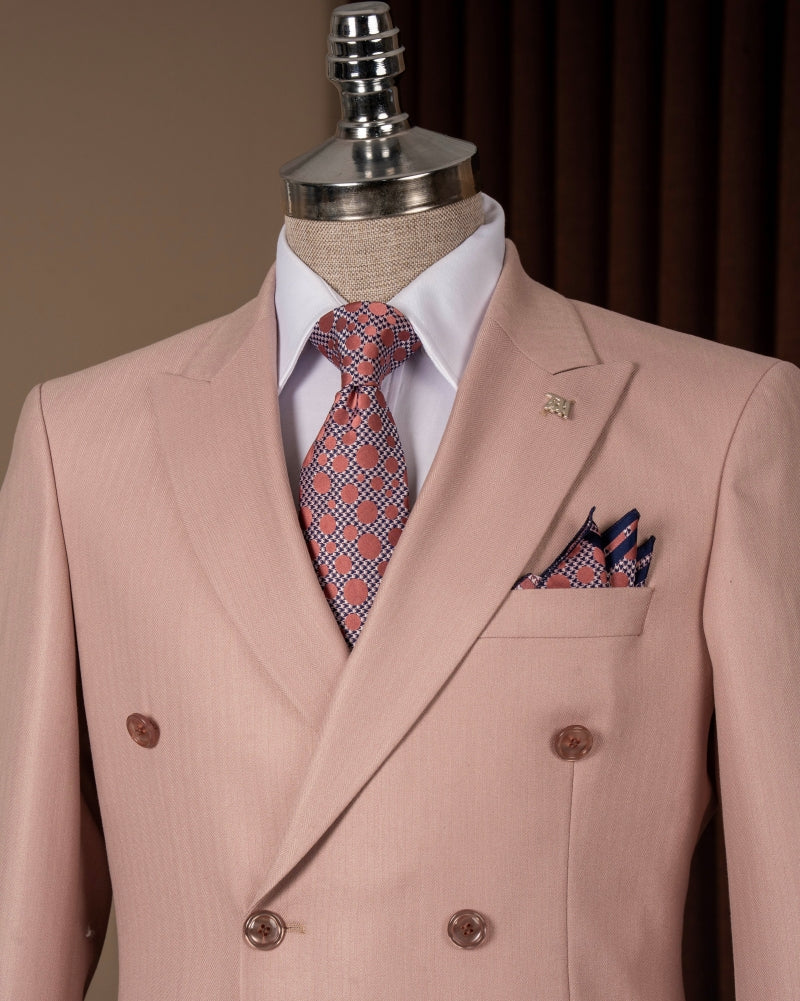 Nude Pink Double Breasted Bespoke Men Jacket
