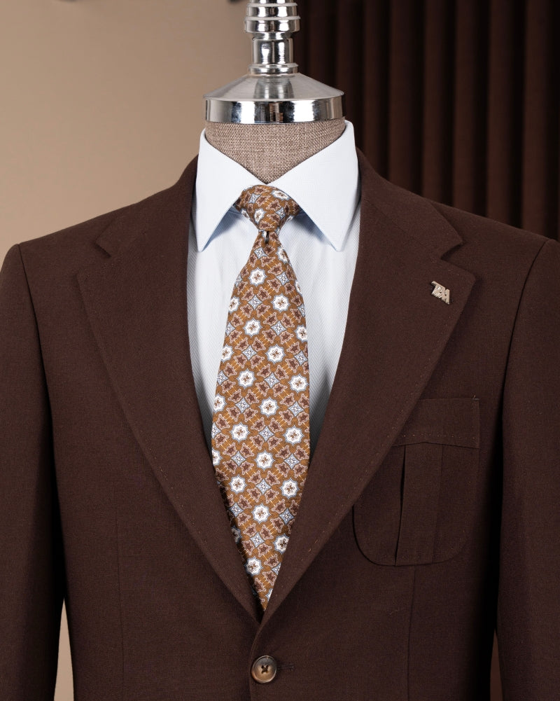 Dark Brown Single Breasted Men Blazer