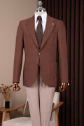 Cool Brown Single Breasted Men Jacket
