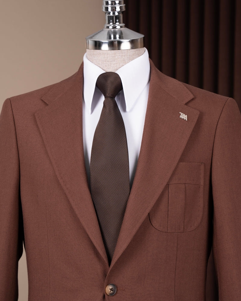Cool Brown Single Breasted Men Jacket