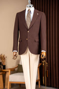 Chocolate Brown Notched Lapel Men Jacket