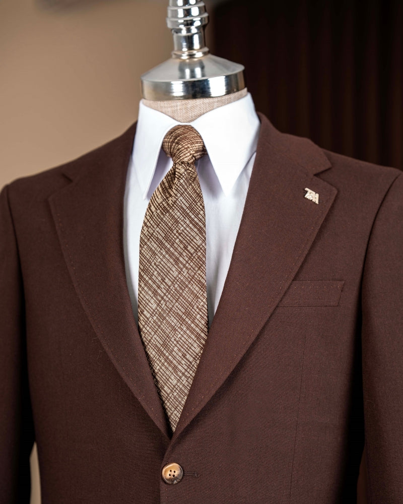 Chocolate Brown Notched Lapel Men Jacket