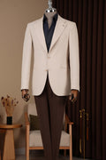 Off White Notched Lapel Men Jacket