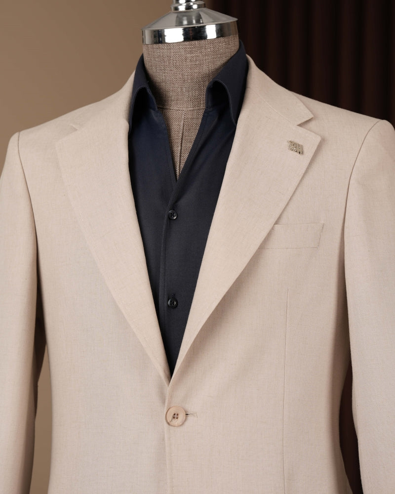 Off White Notched Lapel Men Jacket