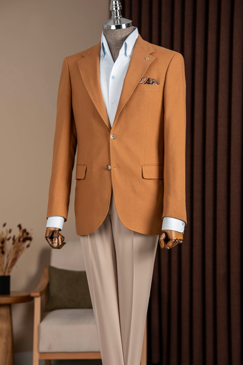 Bespoke Yellow Notched Lapel Men Jacket