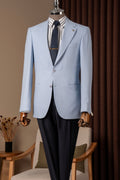 Sky Blue Notched Lapel Men Blazer