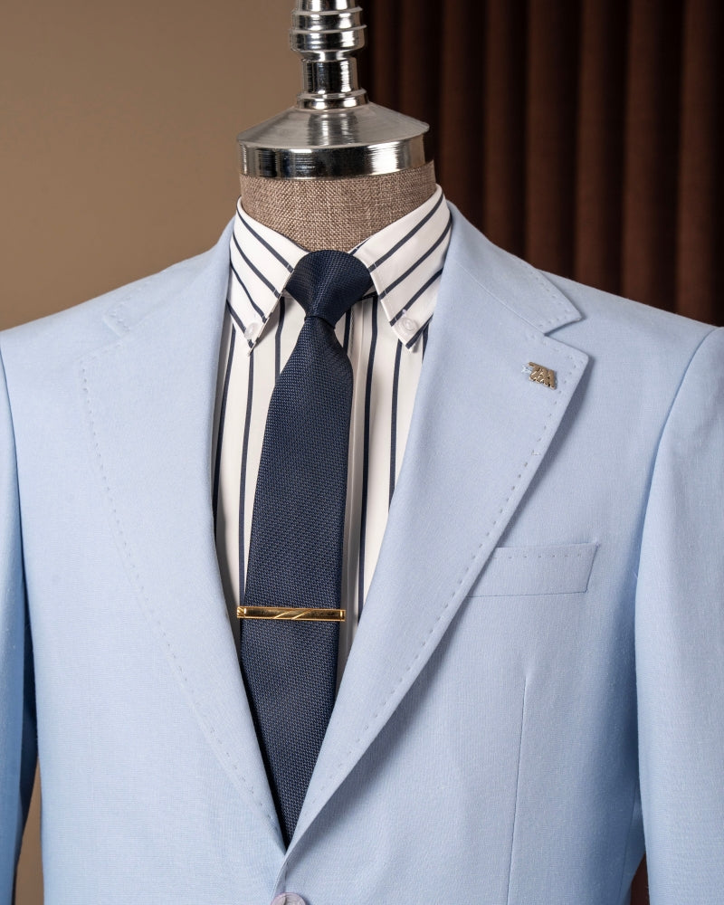 Sky Blue Notched Lapel Men Blazer