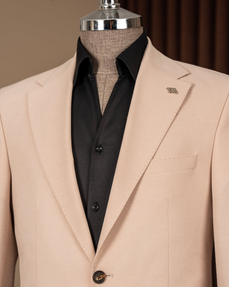 Cream Beige Notched Lapel Cool Men Suits