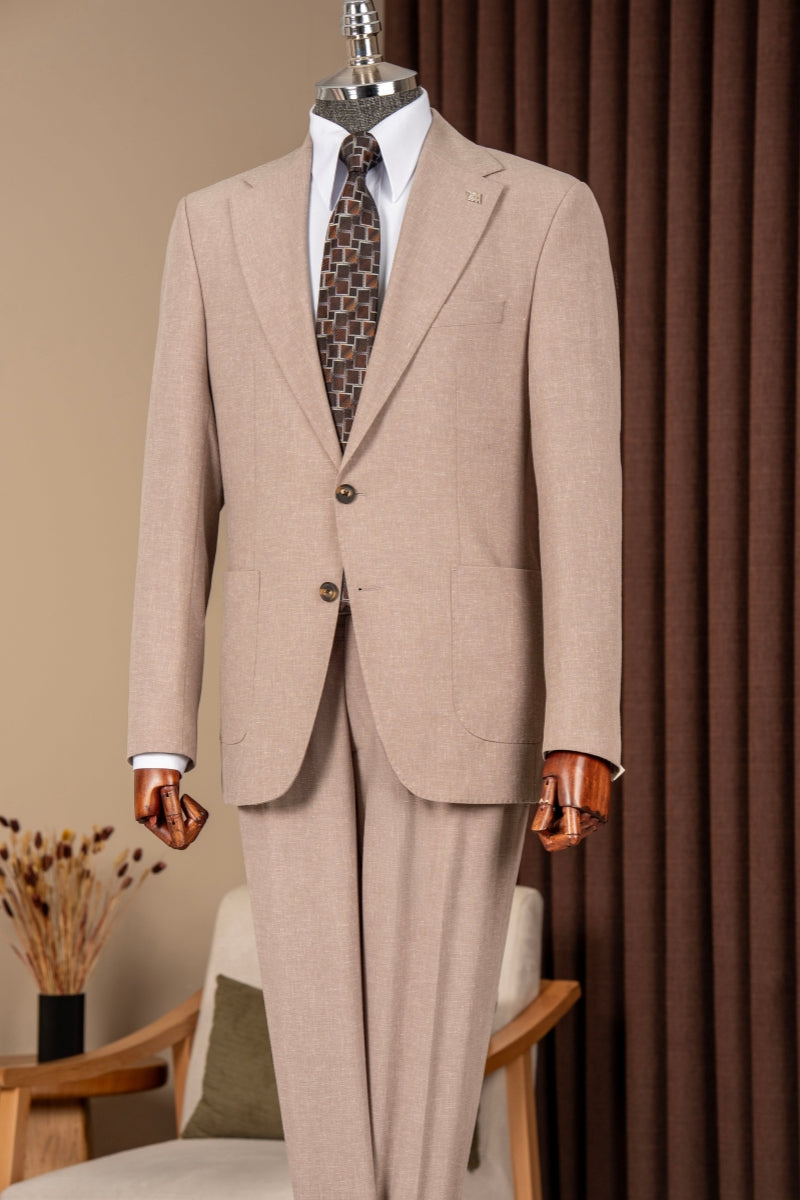 Camel Notched Lapel Two Pieces Men Suits